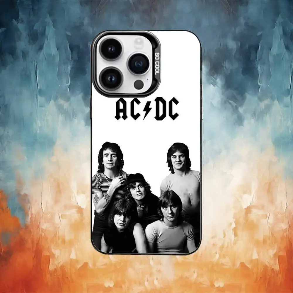 เคสโทรศัพท์ลายวงดนตรีร็อค A-AC-DC สำหรับ iPhone17,16,15,14,13,12,11 Plus,Pro Max สีดำด้านกันกระแทก