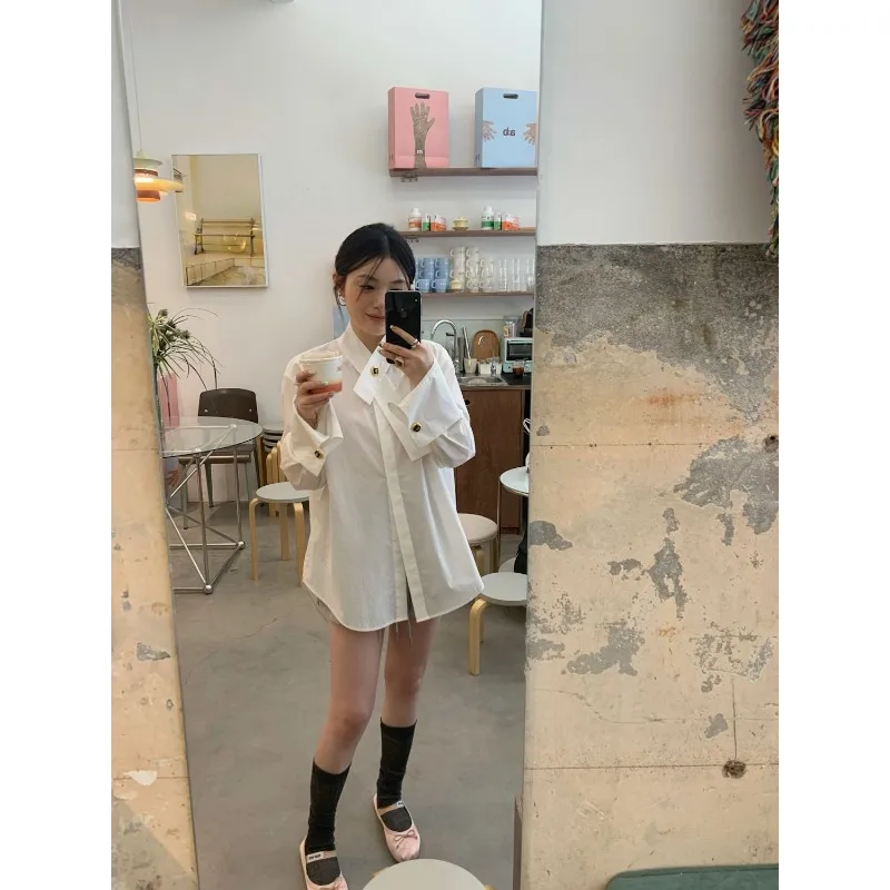 Women's Clothing Loose Versatile Long-sleeved Shirt Blouses