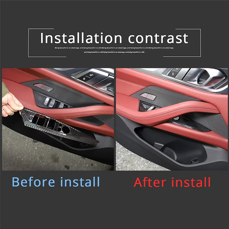 For BMW 4 Series G26 2021-2022 Car Glass Lift Decorative Frame Sticker ABS Interior Accessories 4 Pcs