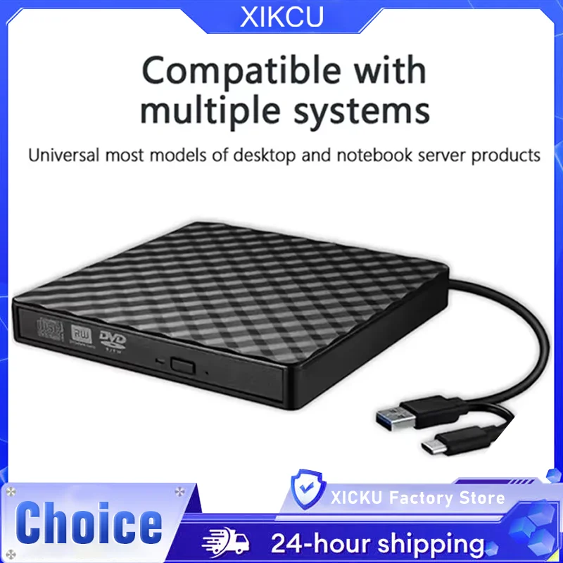 

2 In 1 USB3.0 Type-C Slim External DVD RW CD Writer Drive Burner Reader Player Optical Drives For Laptop PC Portable DVD Burner