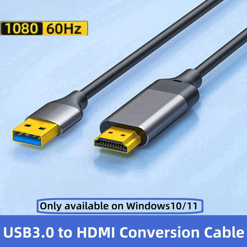 

USB3.0 to HDMI Conversion Cable 1080P60Hz HD Cable Video Projection Converter Cable for Mobile phone Computer connect to Monitor