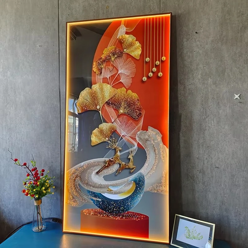 mc-120*60 with Light Dropshipping Products 3d Metal Handicraft Decoration Living Room Wall Creative Iron Wall Art Hanging^