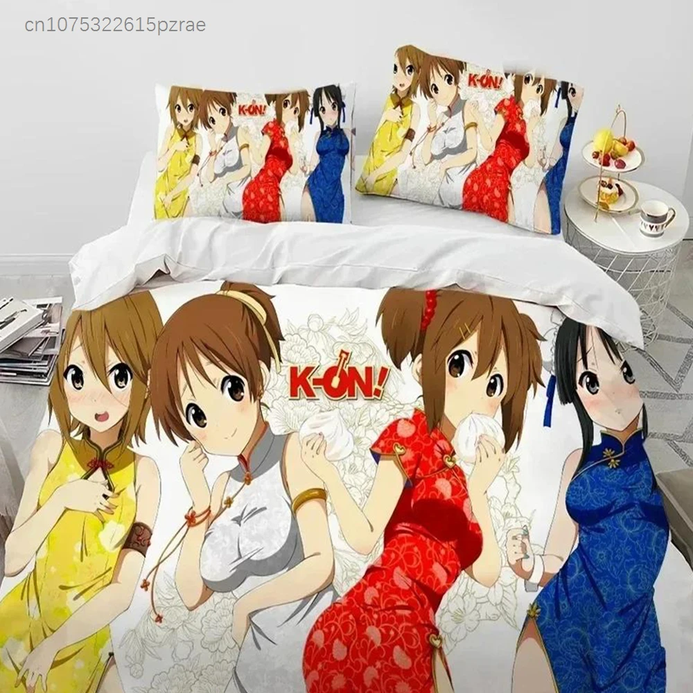 TOP 3D Print Anime K-ON Cute Kawaii Girl Bedding Set Duvet Cover Quilt Cover Pillowcase Comforter King Queen Size Boys Adult