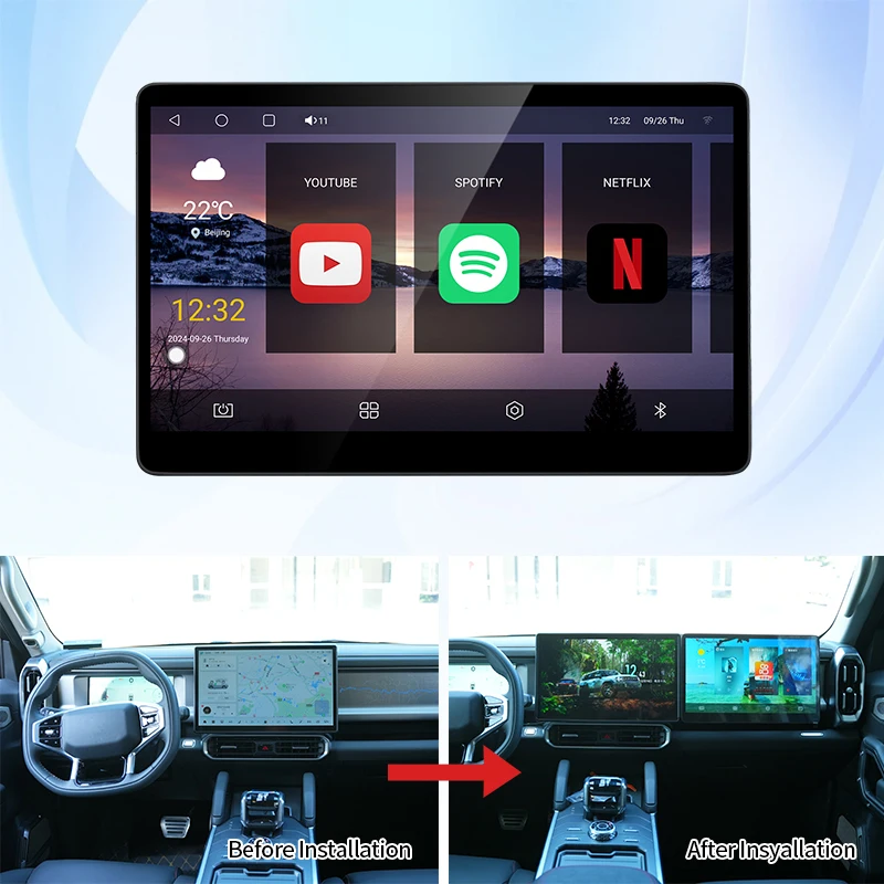 Modify Car Smart Recreation Media Digital Screen For JETOUR 8-core Qualcomm Chip 15.6 Inch Touch Display Video Multimedia Player