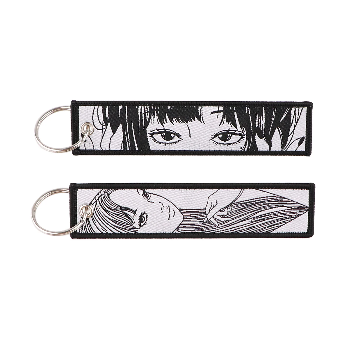 Horror Manga Key Ring Embroidery Key Fobs Holder Anime Women Keychain for Motorcycles Key Tags Jewelry Decorations