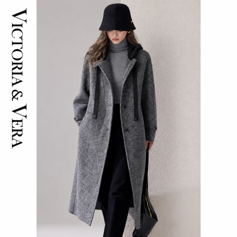 Women's Round Collar Button Front Long Coat, Oversized Loose Fit Fall Winter Maxi Outerwear