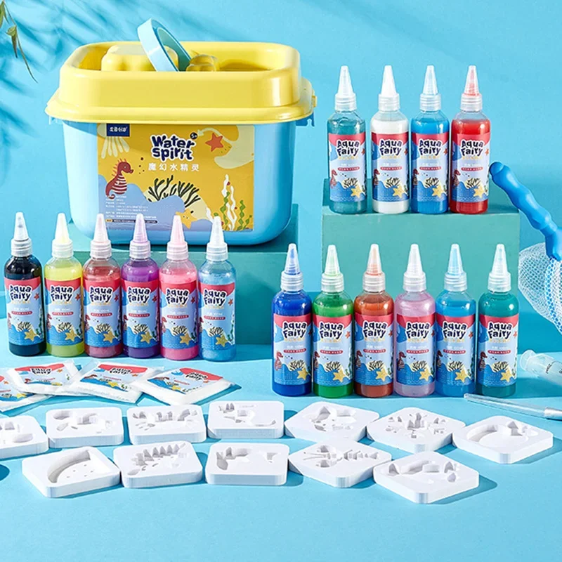 Magic Water Gel Ocean Mold Kit 3D DIY Fairy Elf Aqua Toy Safe Non Toxic Sensory Science Experiment Kids Gift