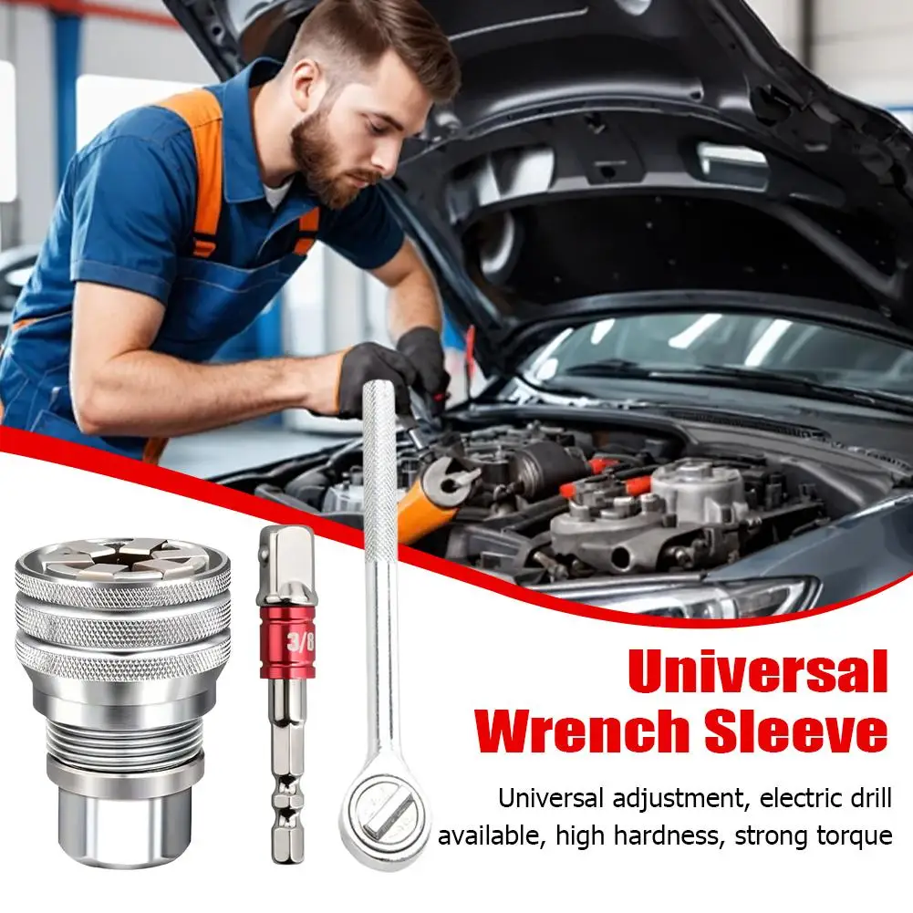 10-19mm Adjustable Socket Wrench Self Adjusting with Drill Adapter For 3/8 Inch Power Drill Ratchet Home Maintenance