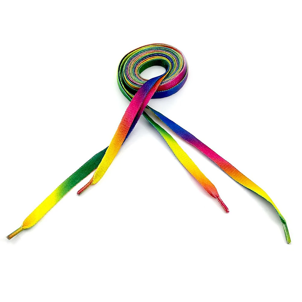 

12pcs Rainbow Flat Elastic Laces for Sneakers Sports Shoes Canvas Polyester Cotton Blend Colorful Shoe Strings