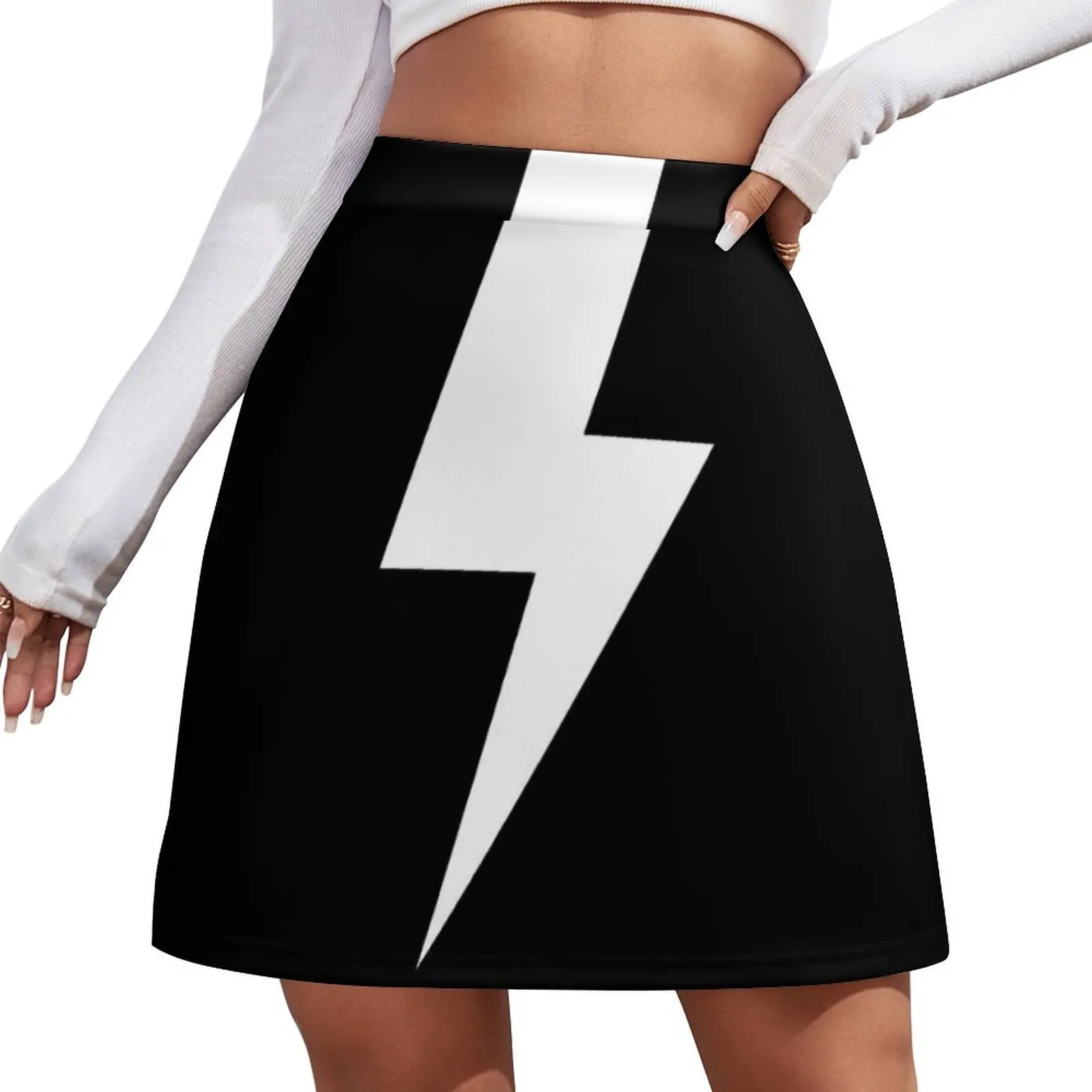

White Lightning Bolt Mini Skirt korean style skirt clothing women summer 2026 dress luxury designer clothing women