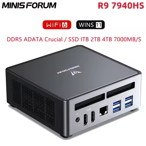 SZBOX UM790 Pro MINI PC R9 7940HS / 8945HS Windows 11 Pro 2*DDR5 2*PCIE4.0 WiFi 6E BT 5.3 40G USB4* 2 COLD WAVE 2.0
