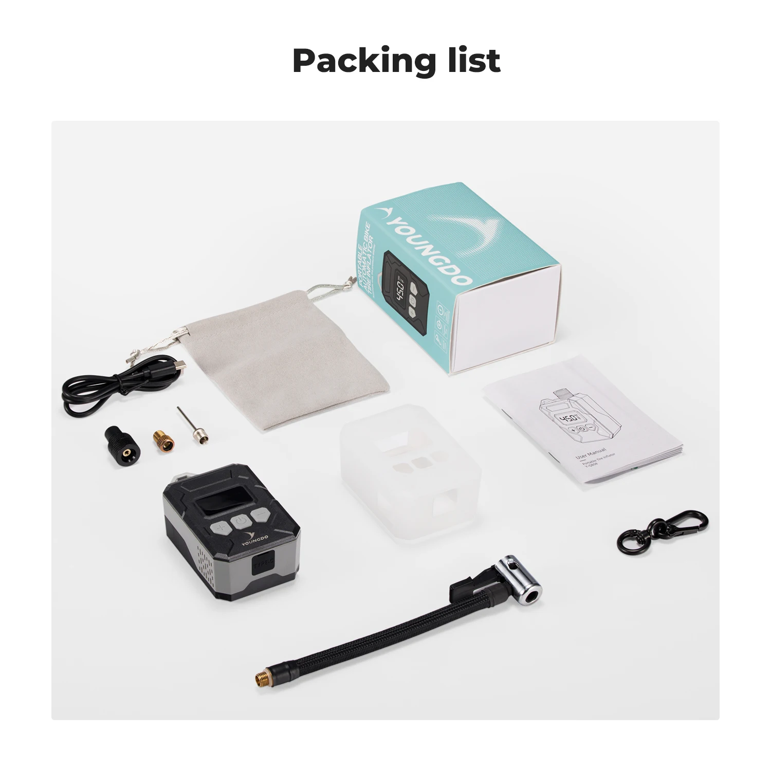 YOUNGDO Electric Air Compressor Portable Tire Inflator 150 PSI Mini Digital Inflatable Pump For Bike Bicycle Ball Boat Air Pump