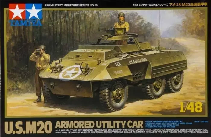 

Tamiya 32556 1/48 Scale Model Kit US M20 Armored Utility Scout Car w/2 Figure