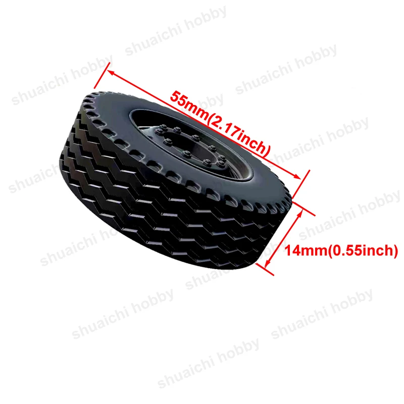 Thickness 14mm Wheel for Huina 501D Scania 770S RC Truck Model TPU Soft Rubber Dual Tires Trailer Hub Accessories Upgrade Parts