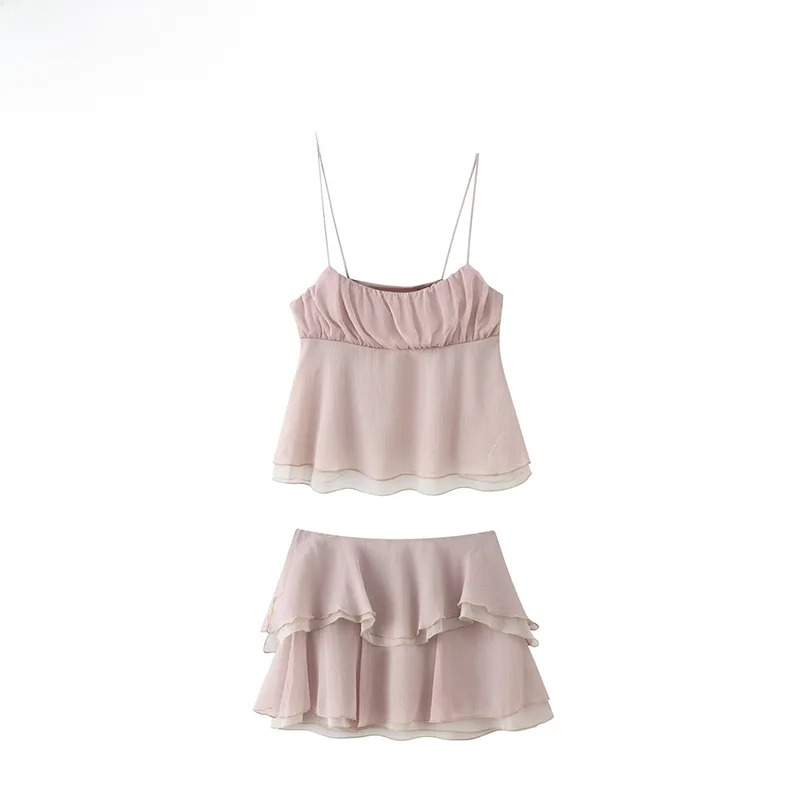 

Spring 2026 Fashion Women's Intimate Wear Style Top Layered Decoration Skirt Two-Piece Set Regular Length Polyester Fiber
