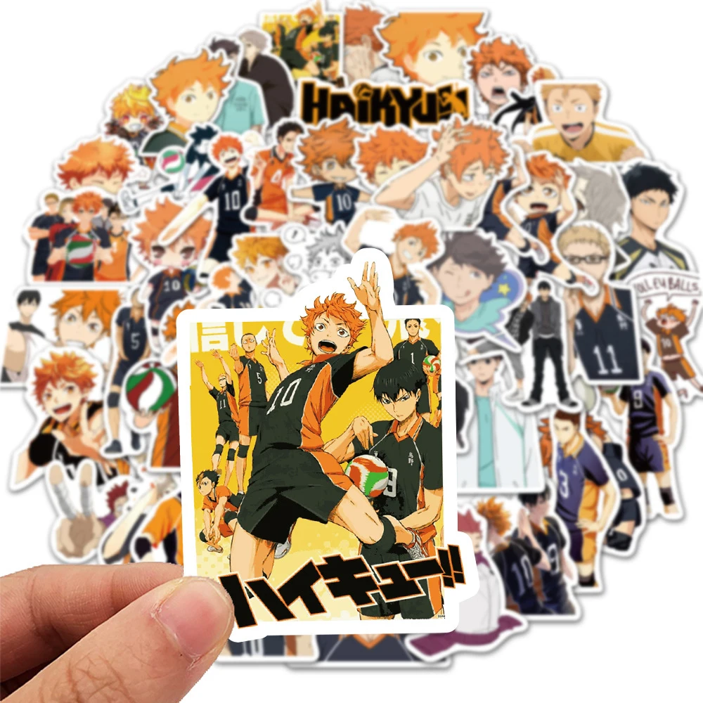 50/100pcs Cartoon Anime Haikyuu!! Stickers Decals Skateboard Laptop Suitcase Phone Diary Funny Waterproof Sticker for Kids Toys