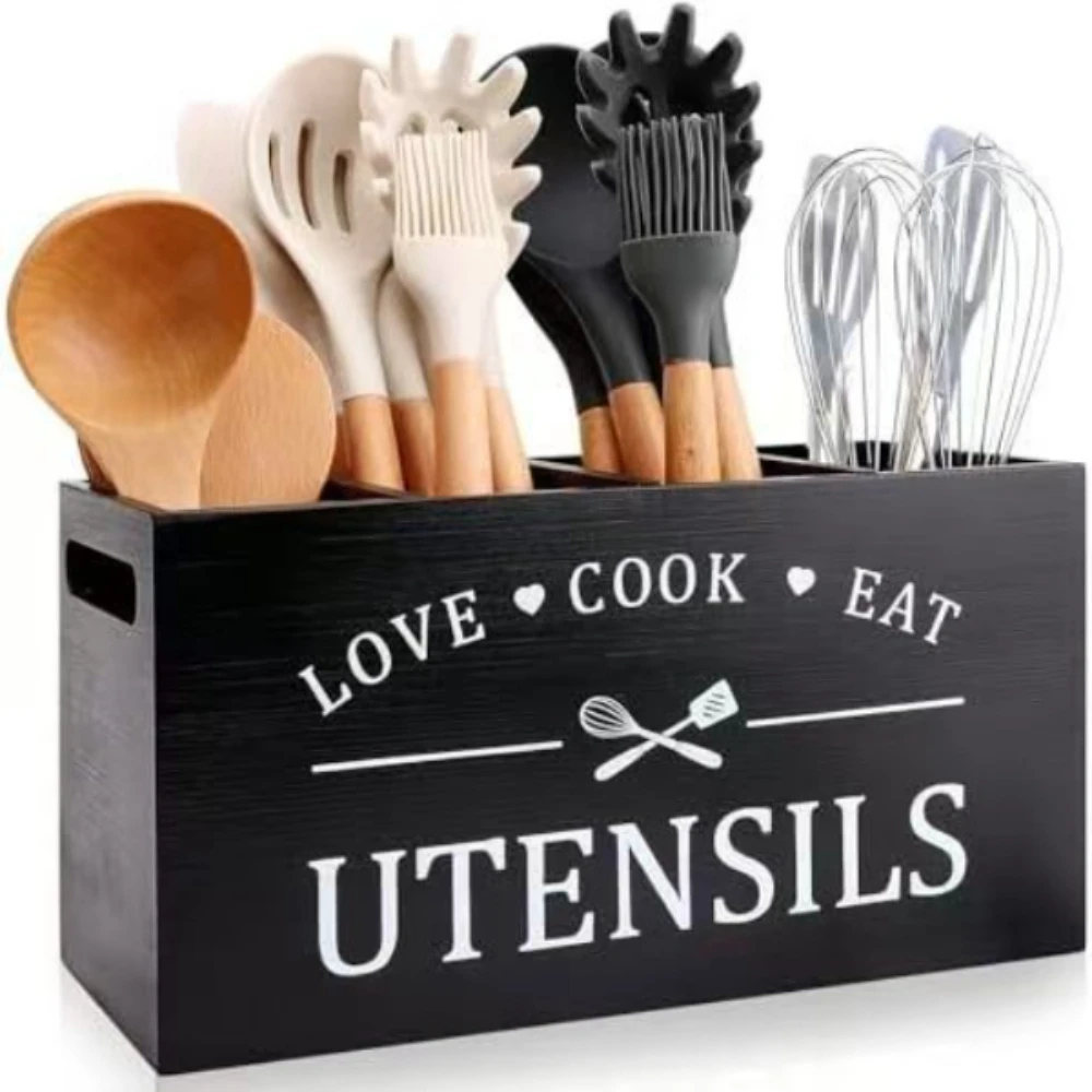 

New Wood Kitchen Utensil Holder Spoon Fork Tableware Storage Rack Container Large Kitchen Utensil Caddy Organizer