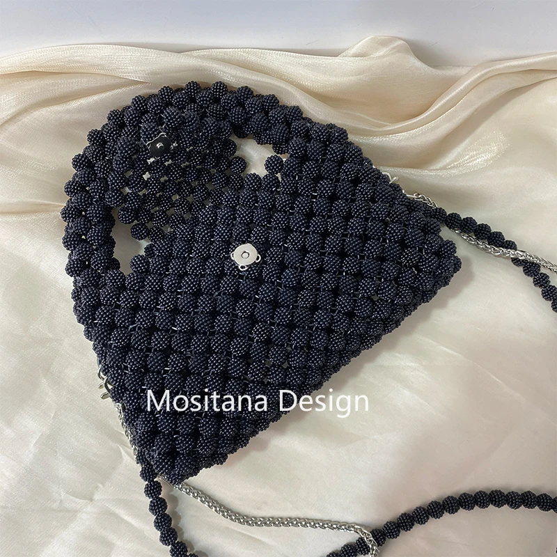 Yangmei Ball Beads Handmade Women Party Bag Stone Handle Black Redluxury Handbags Shoulder Straps Top-Handle Bags Customizable