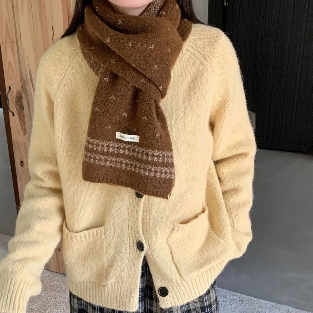 Sweet 160×22cm Ladies Wool Scarf Korean Style Christmas Atmosphere Knitted Scarf Warm Retro Winter Scarf