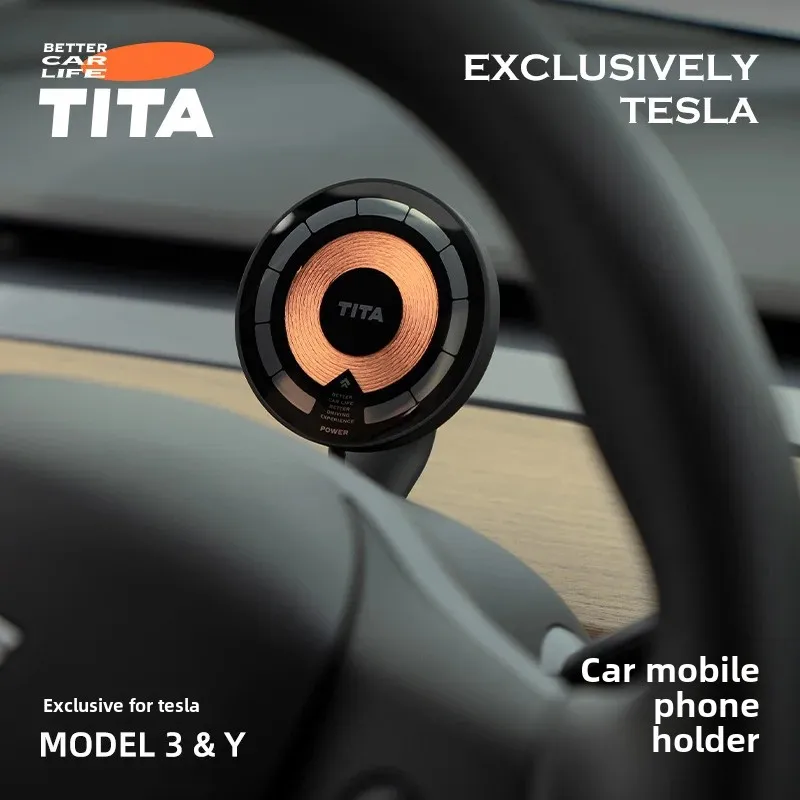 Tesla Model 3 Y Navigation Car Mount Magnetic Induction Wireless Charging Specialized Phone Holder Universal Car Accessory