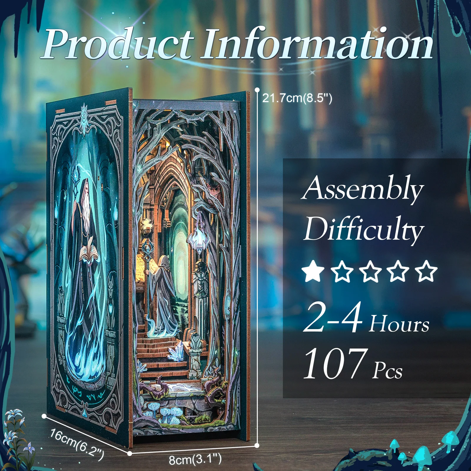 

CUTEBEE Book Nook DIY Wooden Dollhouse Minature Model Easy Assembly Model Building Kits Birthday Gifts for Adults Teens