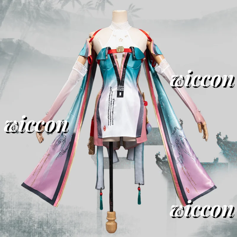 

ZheZhi Cosplay Game Wuthering Waves Costume Sweet Lovely Uniform Dress Wig 80cm Women Halloween Party Role Play Suit