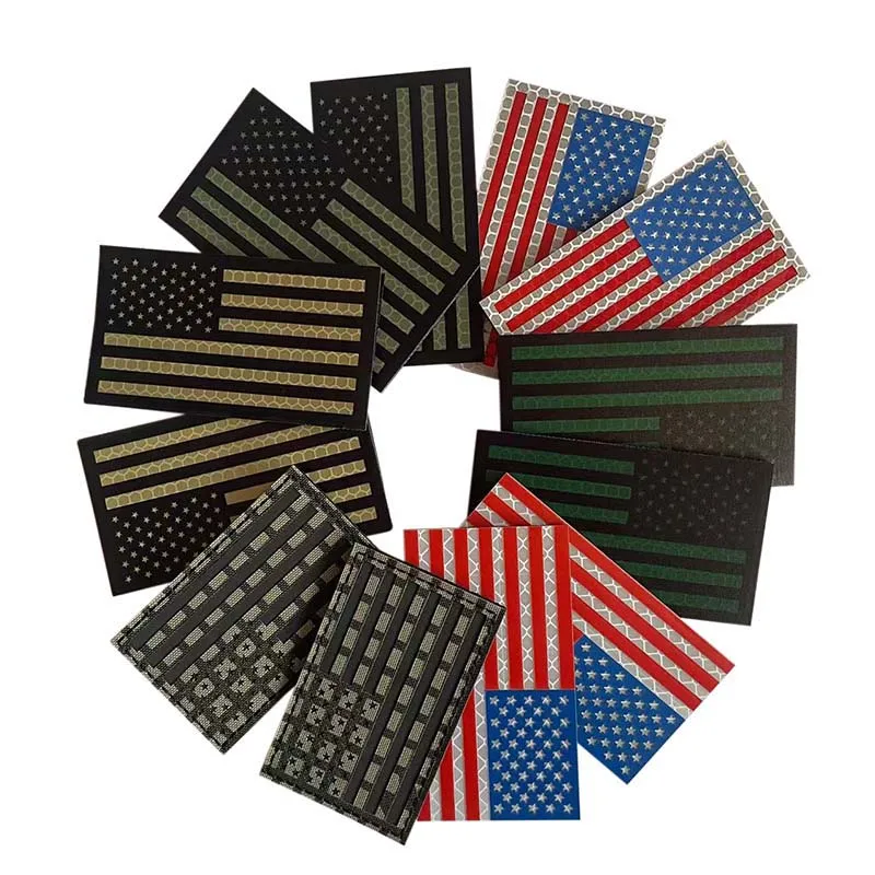 Amerikanische Flagge, USA-Emblem, Kleidungsapplikation, IR-reflektierender Aufnäher, Klettverschluss, militärische taktische Streifen, Abzeichen für Helm, Rucksack. – Detail 4