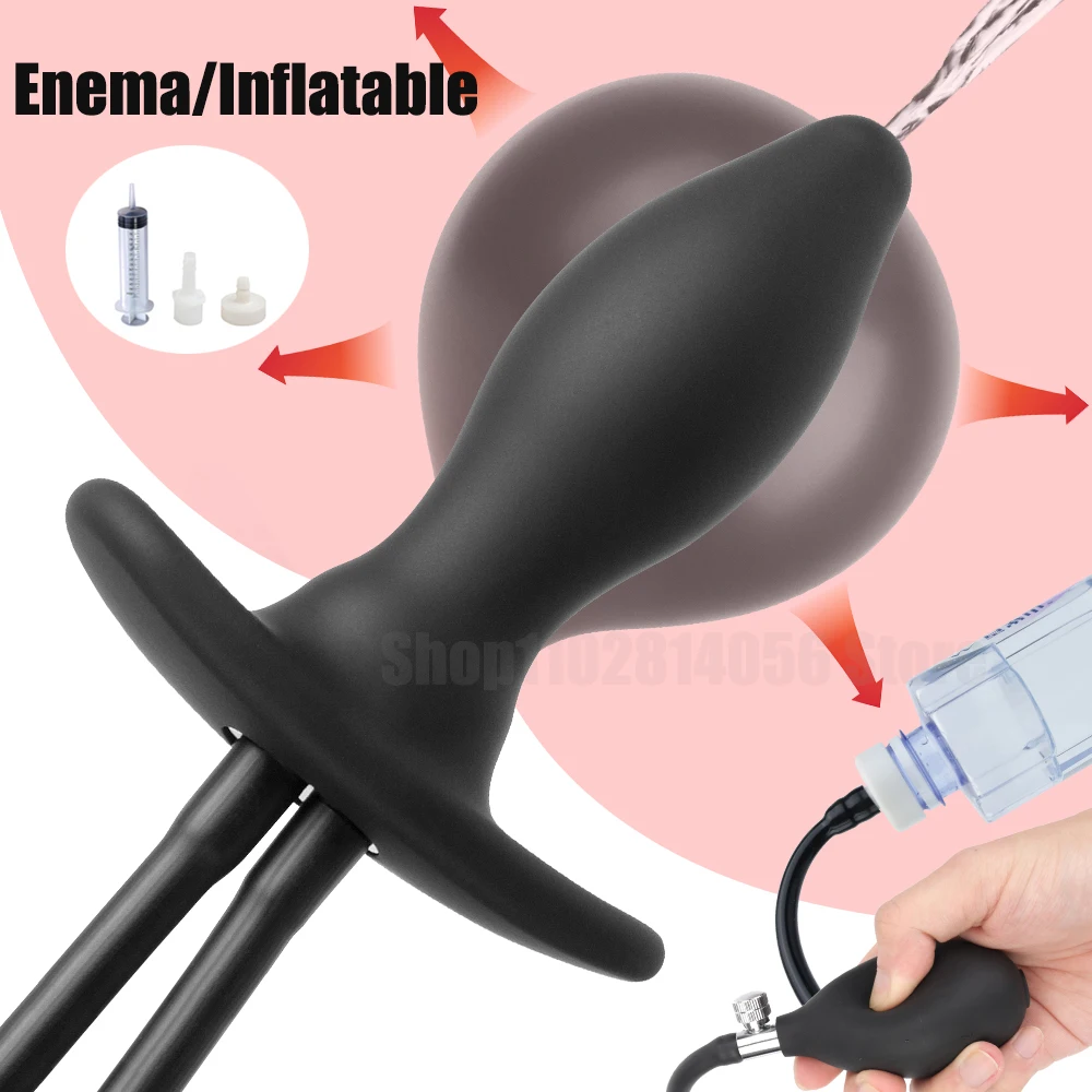 Inflatable Anal Plug Enema Sex Toy for Couple Water Squirt Vaginal Cleaner Anal Douche Butt Plug Ass Dilator Anus Pump Adult 18+