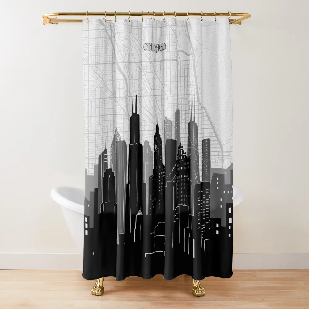 

chicago skyline Shower Curtain Toilet Accessories Bathroom Modern Bathroom Accessories Luxury Bathroom Curtain