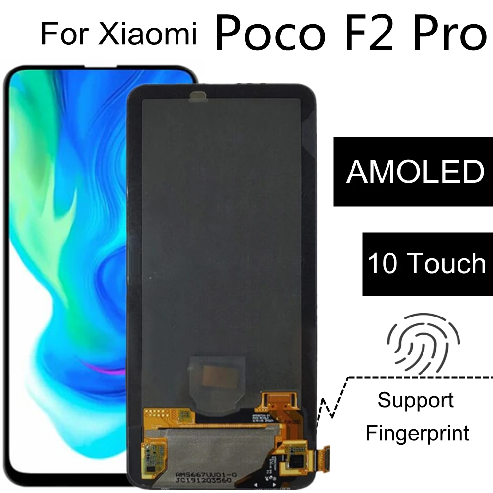 6.67  Original AMOLED For Xiaomi POCO F2 Pro LCD Touch Screen Digitizer Assembly M2004J11G LCD Display