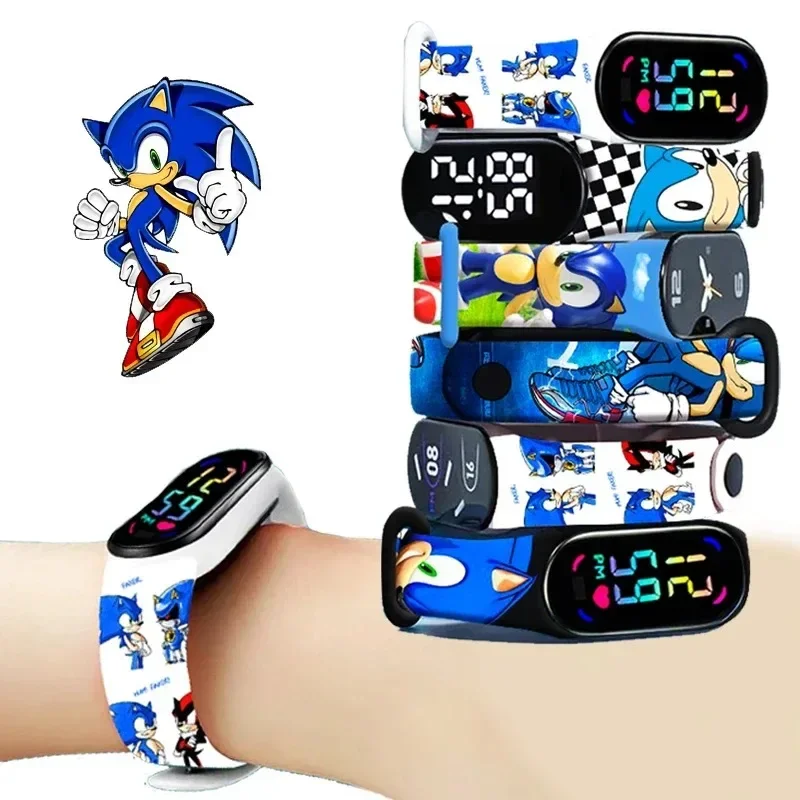 Cartoon Sonics Digital Watches  Anime Figures LED Luminous Watch Touch Waterproof Electronic Sports Watch Children Birthday Gift