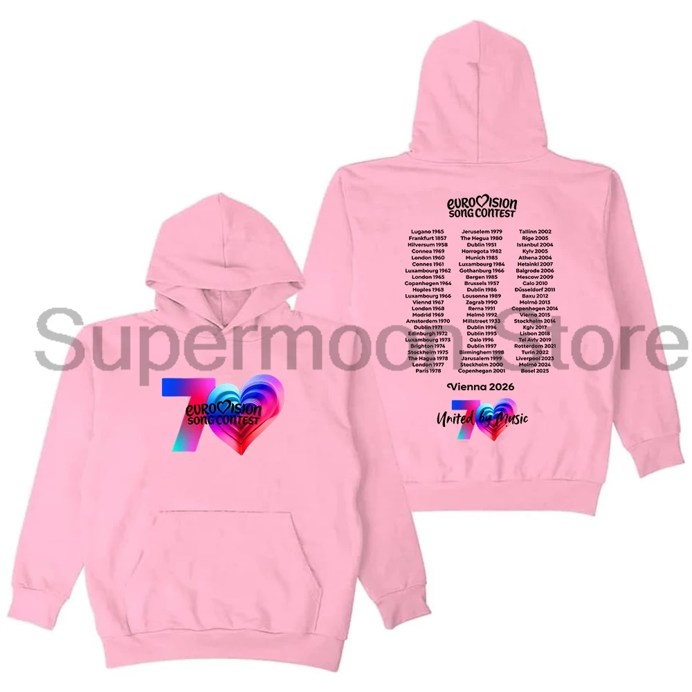 Eurovision Song Contest Vienna 2026 Merch Hoodie Unisex Long Sleeve Streetwear Women Men Hooded Sweatshirts