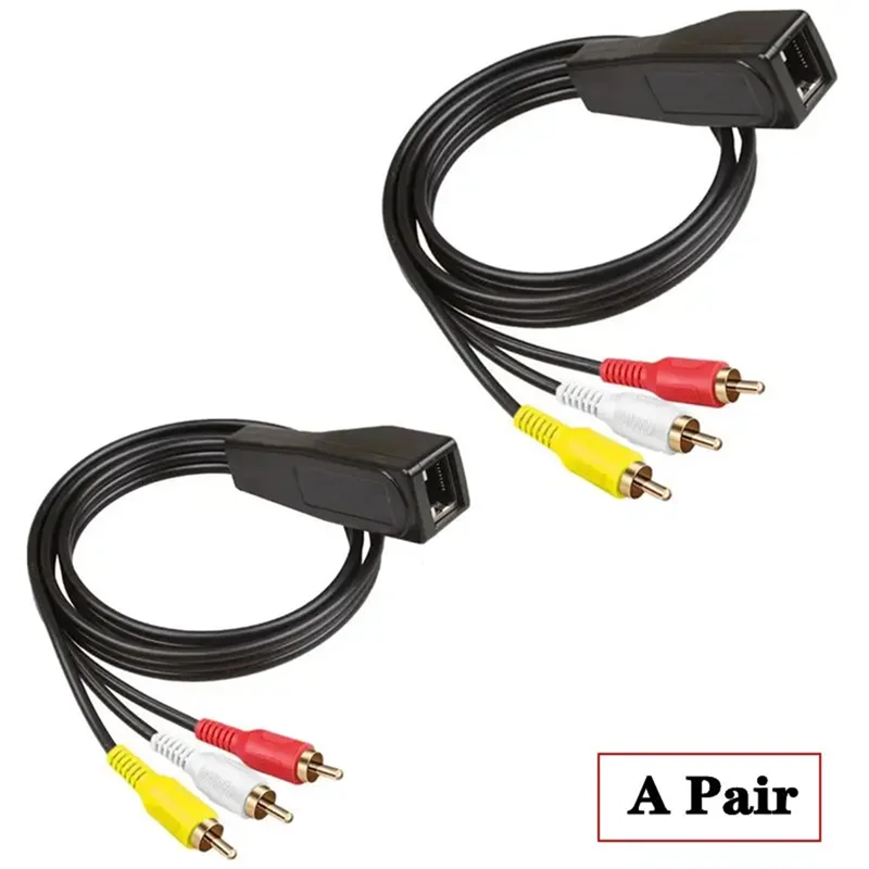 B50B-RJ45 hembra a 3RCA Rj45 a 3 flor de loto con extensor y cable de red para extender 305 metros de cable de audio y vídeo