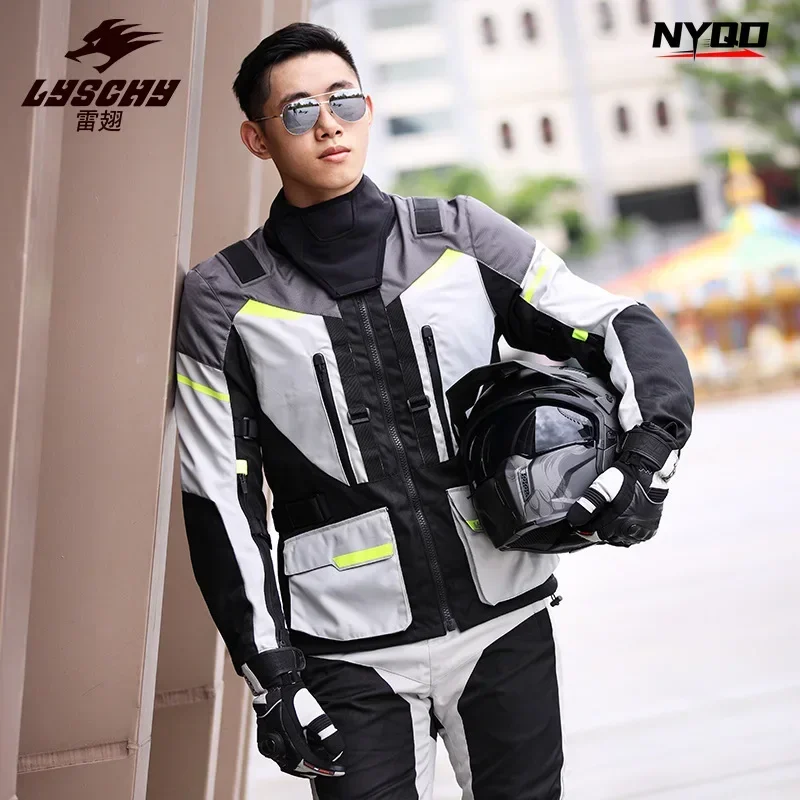 LYSCHY Motorcycle Riding Suit Rally Kit Large Size Drop-proof Waterproof Motorbike Travel Men Four season Blouson Moto Homme