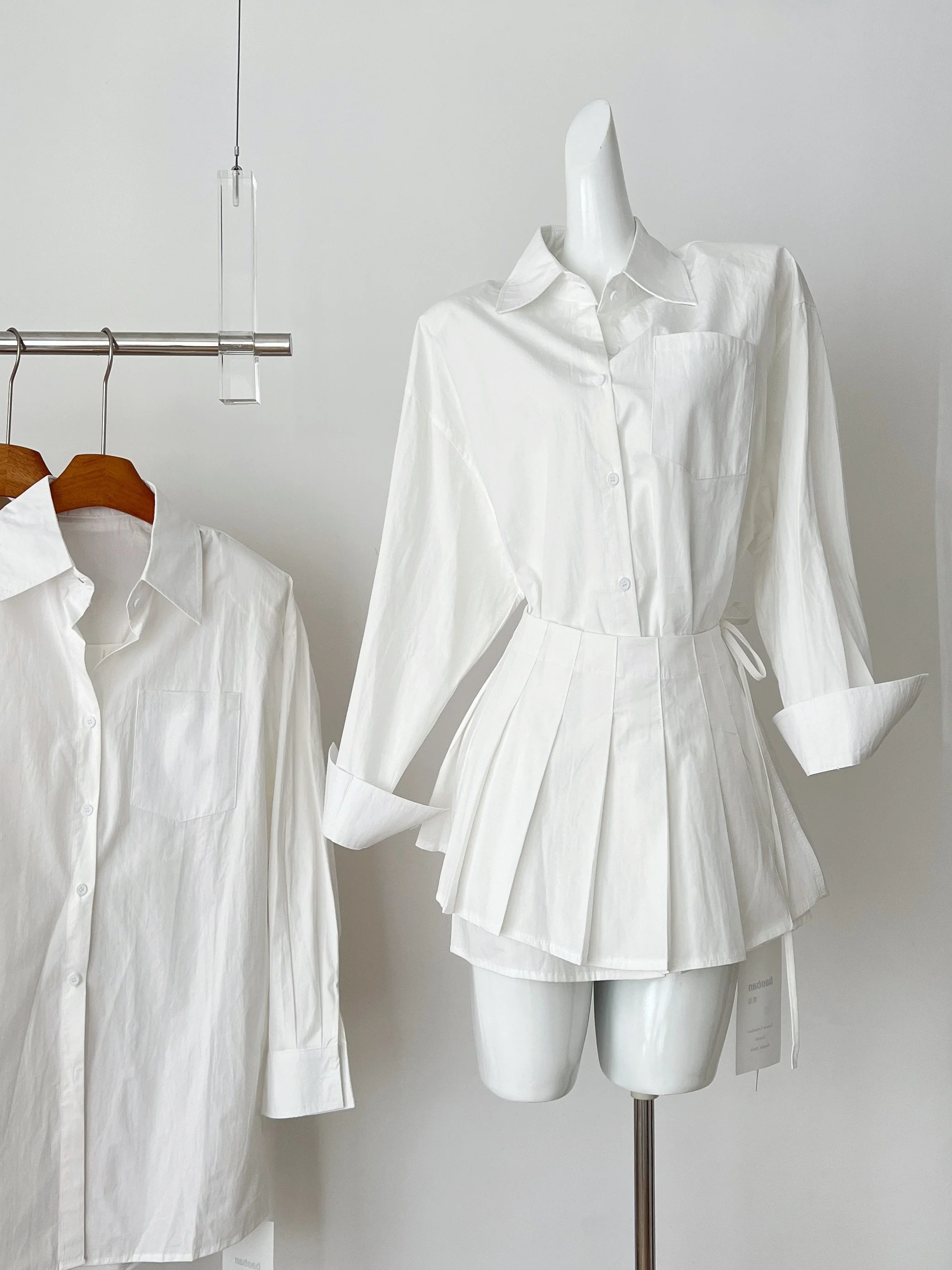 

Slimming Early Autumn New Sle irt ket Design High Waist Pleated ort Skirt Two-Piece Set Faionable Busin Casual ...