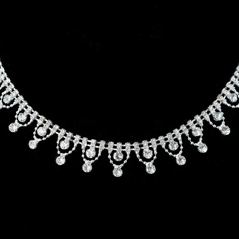 تاج قلادة حجر الراين هامش سلسلة DIY إعداد مخلب لحجاب الزفاف خوذة الأحذية الديكور التبعي