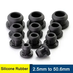 Black Silicone Rubber Hole Caps 2.5mm to 50.6mm T Type Plug Cover Snap-on Gasket Blanking End Caps Seal Stopper Solid/Hole