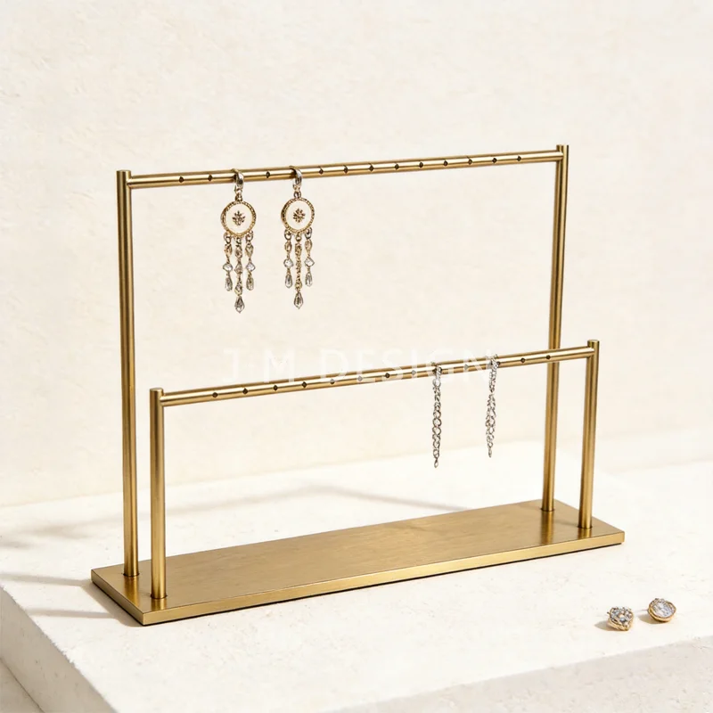 2pcs/lot Double-Row Height Difference Metal Earring Display Stand Gold Plated Jewelry Organizer Holder for Earring Eardrop