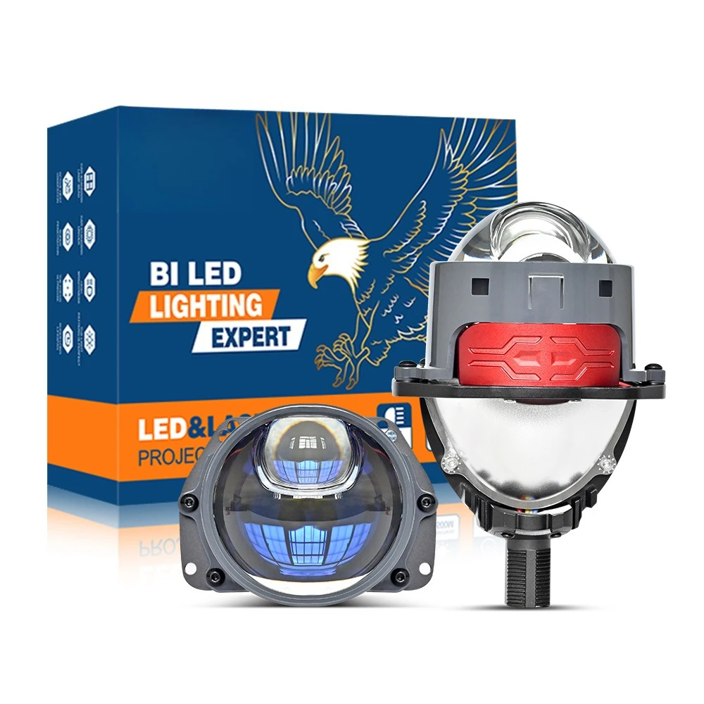 140W 3 Inch Bi LED Projector Headlight with Halo Dual Direct Laser Lens High Power H4 High Low Beam Car LED Headlamp Retrofit