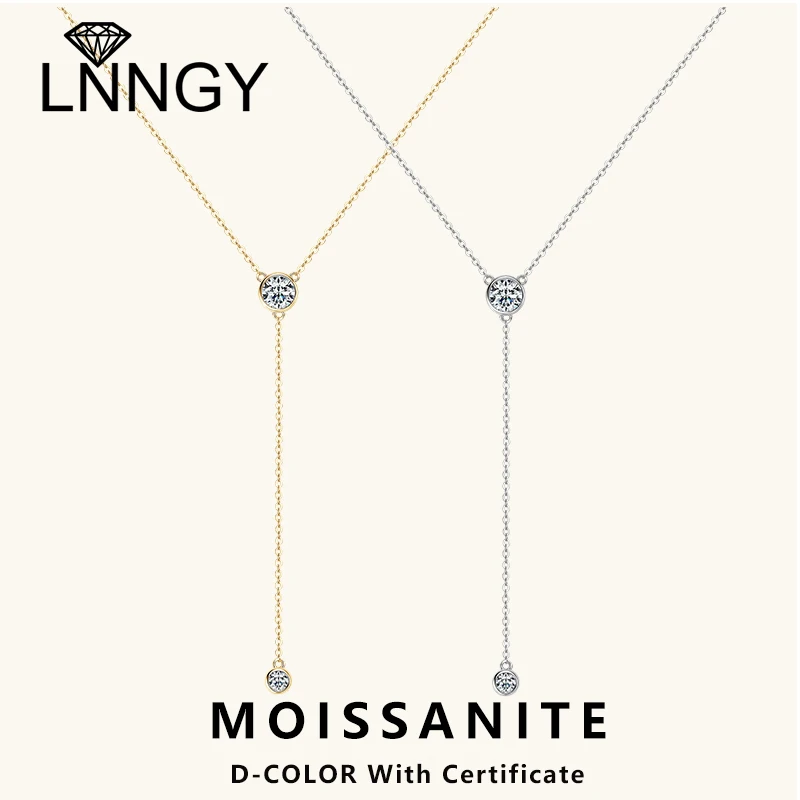 

Lnngy 6.5mm&4mm Moissanite Necklace 925 Sterling Silver Sexy Y-Shaped Pendent Necklaces for Women 2025 Trend Jewelry Gift