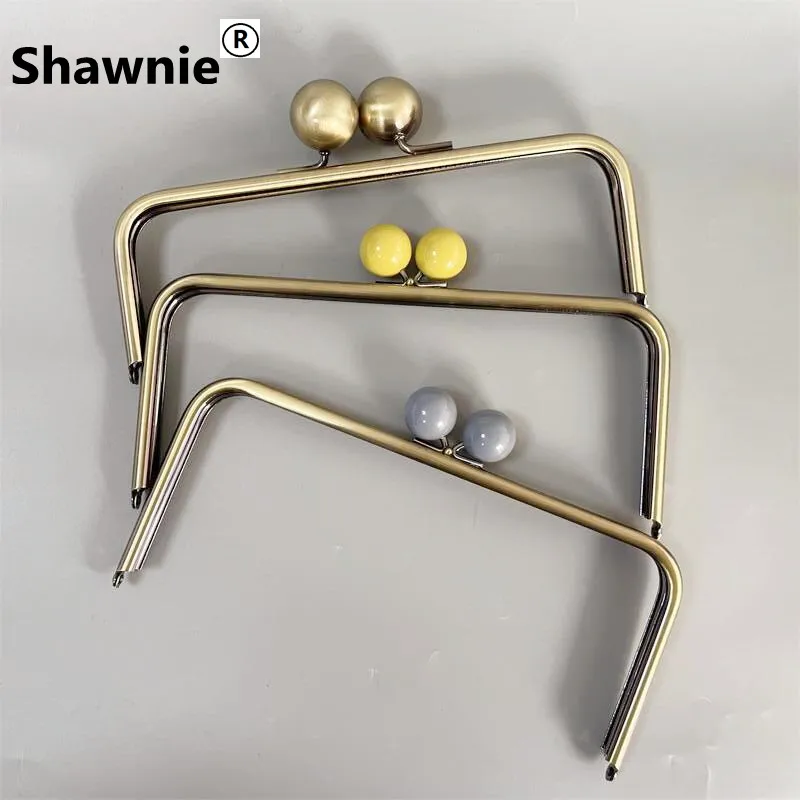 24 Cm Antique Brass Color Bag Purse Frame Big Ball Lock Colorful Resin Head Women Clutch Frames Obag Accessories High Quality