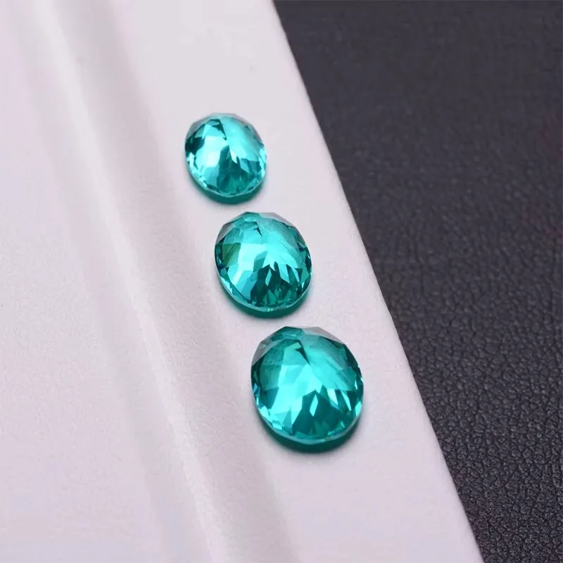 Laborgezüchteter Paraiba-Schliff, ovale Form, Neonblau, DIY-Charms für Schmuckherstellung, Ring, Halskette, Ohrringe, Hauptmaterialien, Zertifikat – Detail 4
