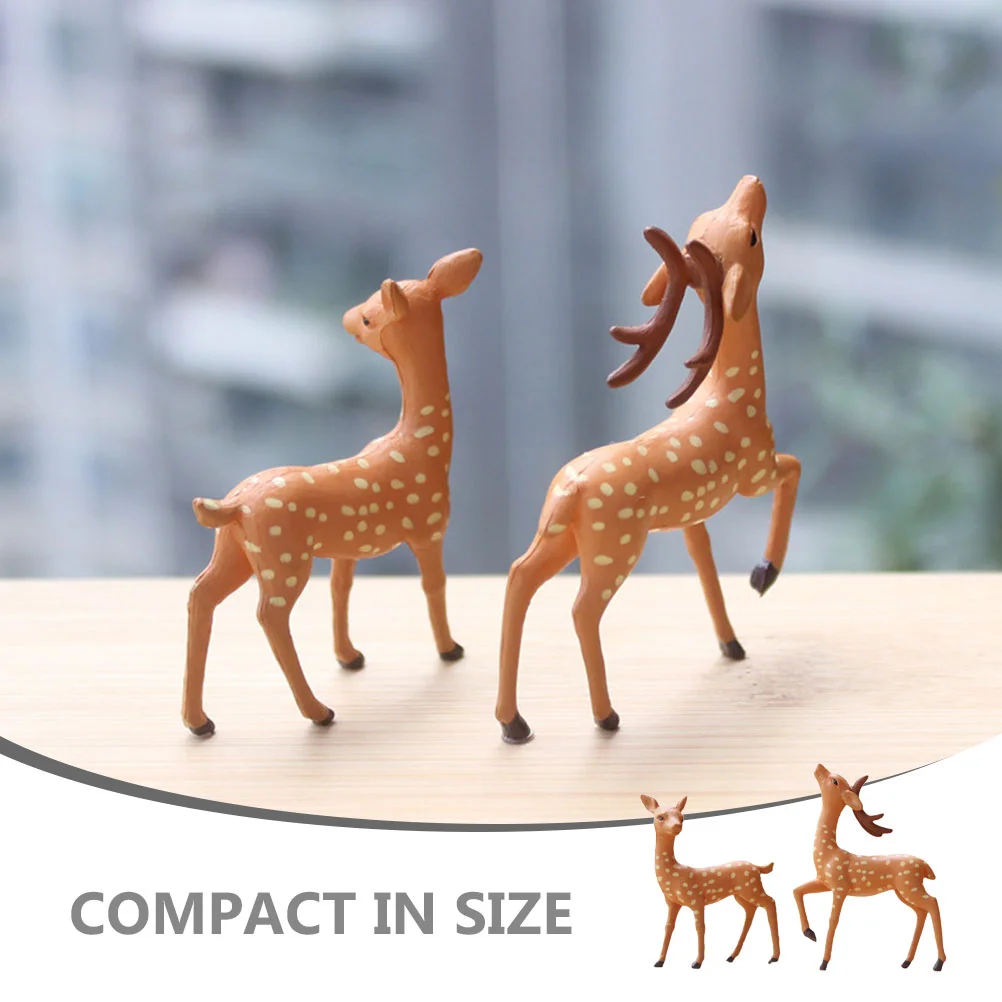 Sika Deer Ornament Adorable Decor Moss Animal Decorations Miniatures Small Figurines Themed Birthday for Home Statue