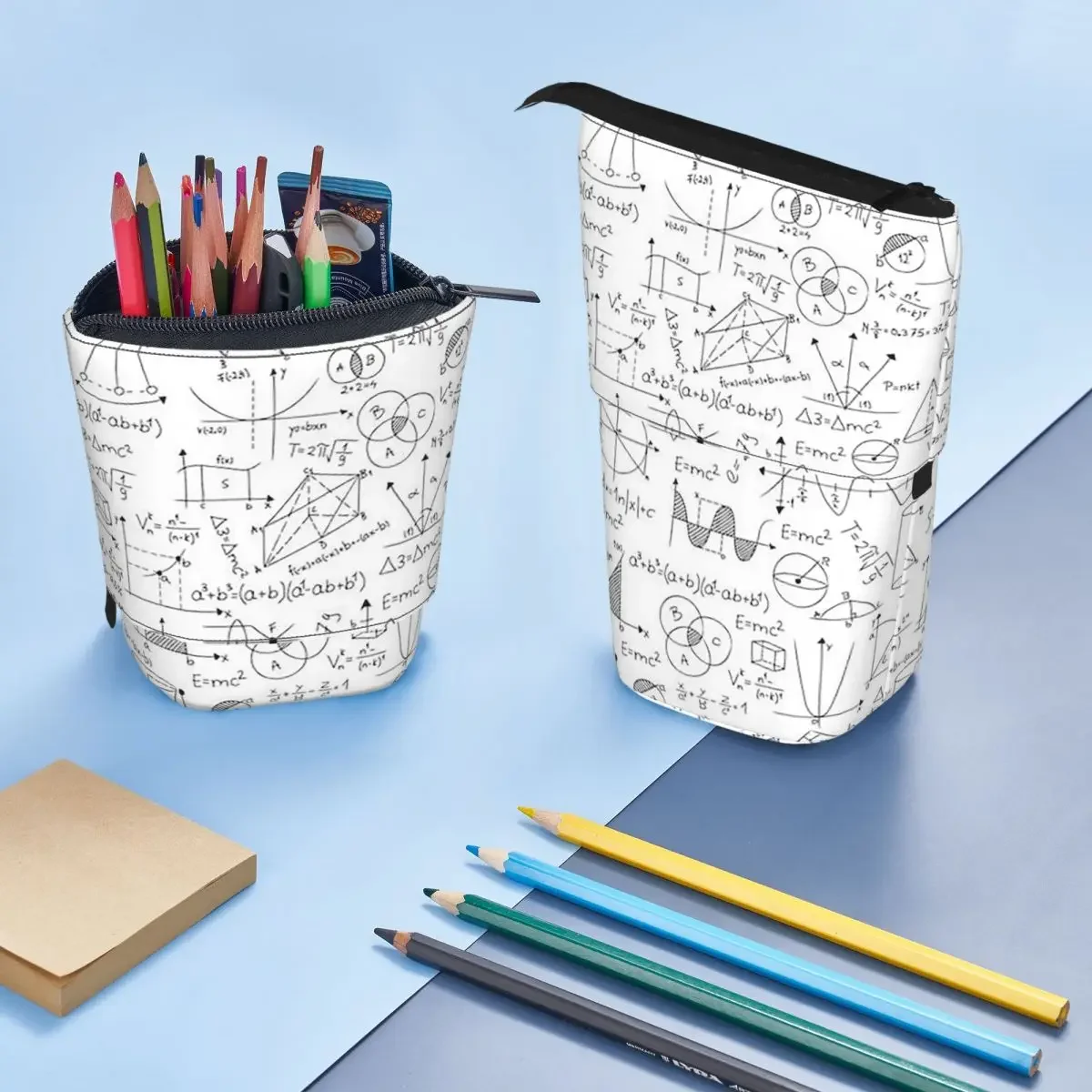 Mathematics Formulas Math Numbers Reversible Pencil Case for Kids School Pen Box Pencil Bag Stationery Supplies Pen Holder Bag