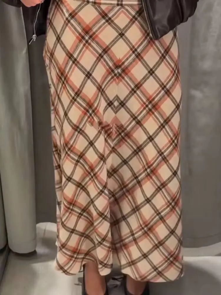 HH المرأة موضة جديدة تنوعا منقوشة سستة سليم ميدي تنورة الإناث عالية الخصر عادية الشارع نمط الكاحل طول تنورة طويلة Mujer