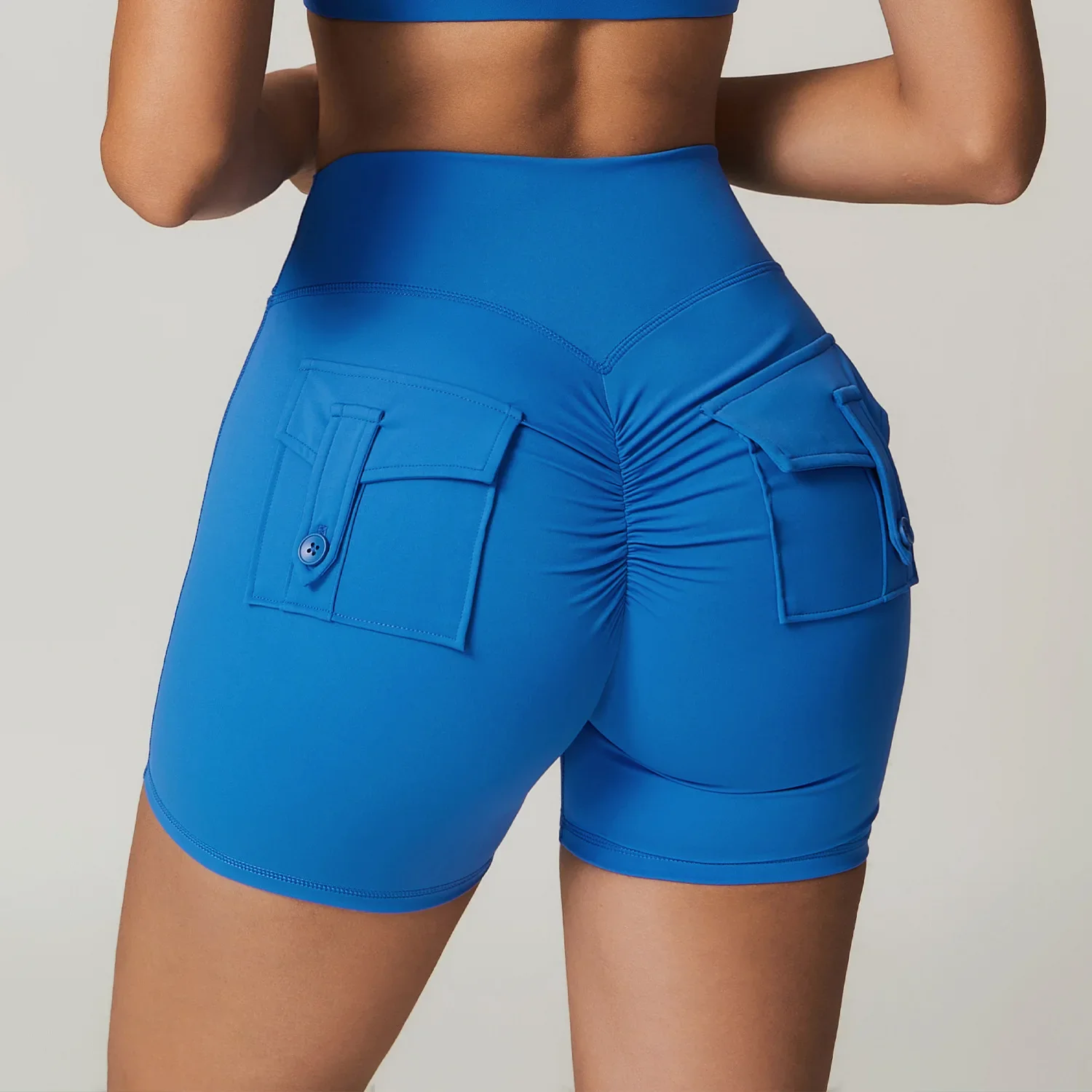 New Yoga Shorts for Women Pocket Scrunched Butt Gym Leggings High Waist Push Up Tights Sexy Booty Sports Shorts Run Fitness