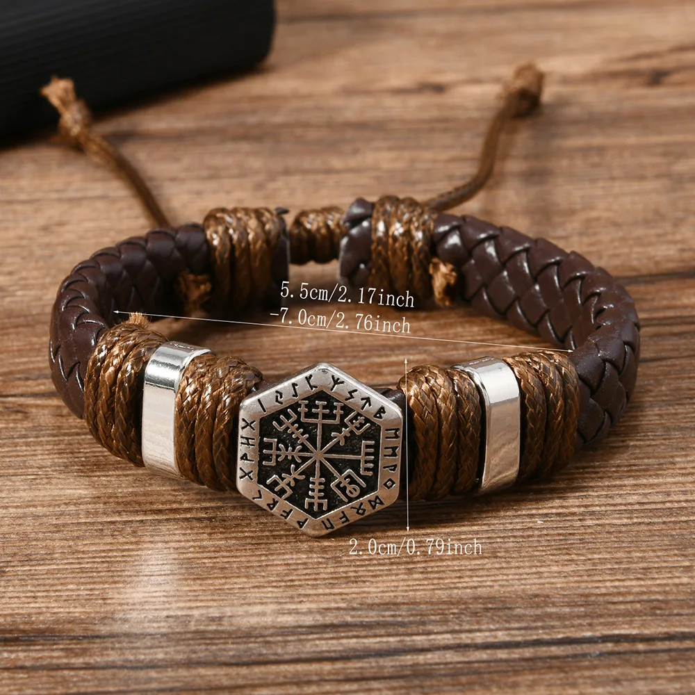 Vintage Ethnic Woven Leather Men’s Bracelets Retro Metal Scripture Handmade Leather Bracelets Jewelry Gifts For Friend