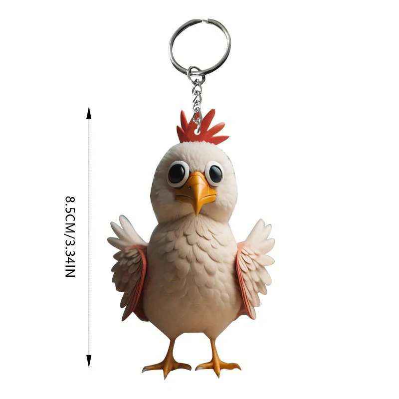 Eye-Catching Chicken Rooster Key Pendant; Made from Acrylic; Fits well on Christmas Tree and Car Key Ring