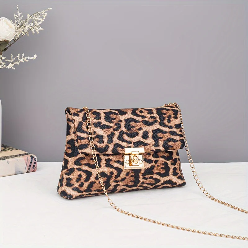 Modische Damen-Umhängetasche mit Leopardenmuster, exquisite, vielseitige Trend-Umhängetasche, Pendler-Temperament, Retro, kleine quadratische Tasche – Detail 1