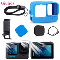 Coque en silicone pour GoPro fore12 11 10 9, protecteur d'écran en verre noir Guatemala, film de protection, couvercle de capuchon d'objectif pour Go Pro 11